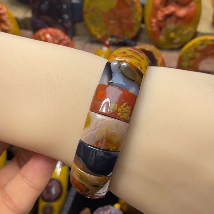 玛瑙/玉髓未镶嵌珠宝奇石品质多宝手牌588