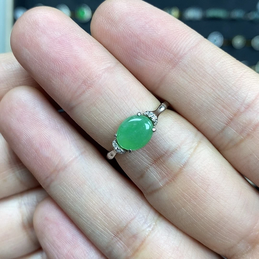 翡翠银S925镶嵌戒指