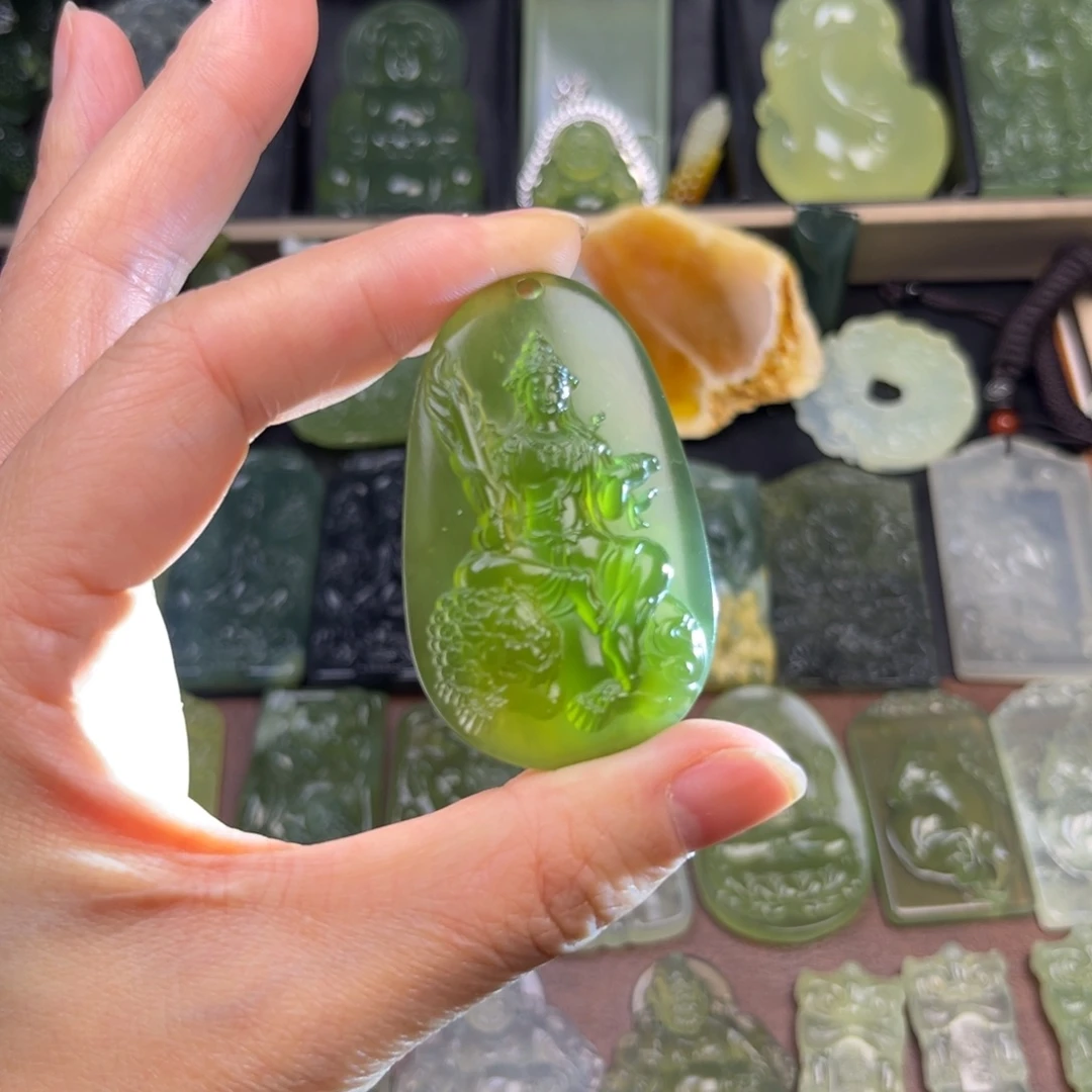 蛇纹石玉银S925镶嵌吊坠(不含链)