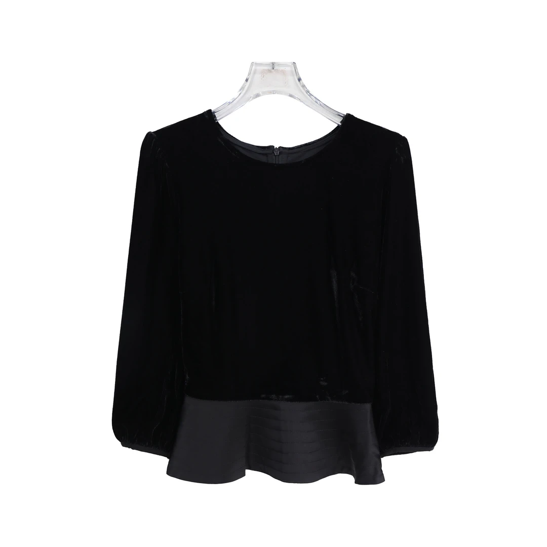 S复古高级感拼接设计感御姐风优雅气质T恤S3334