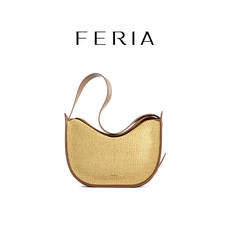 FERIA【草编极简hobo包】FE412B204韩国小众品牌时尚精致百搭包包WW