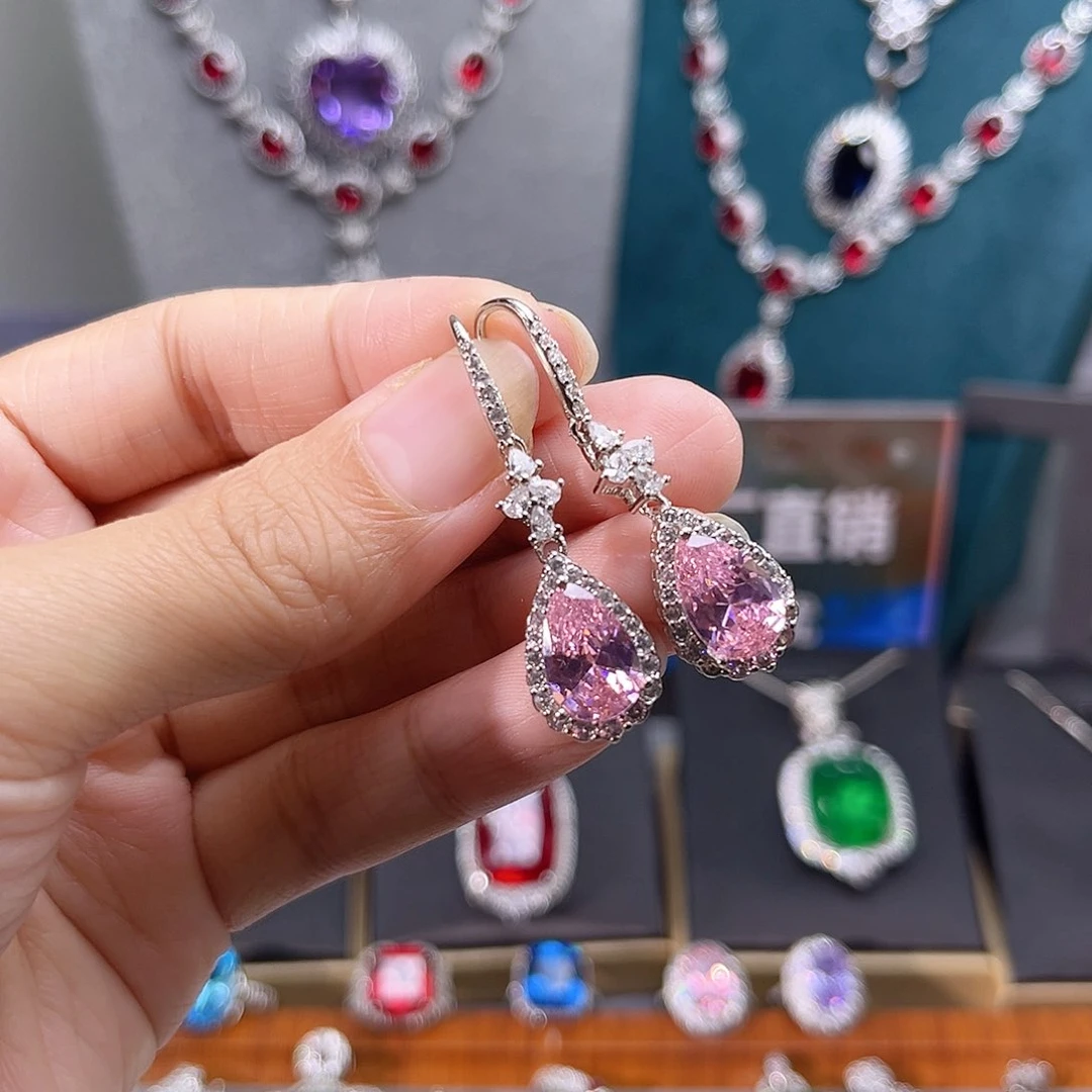 耳饰蓝宝石银S925镶嵌d 66