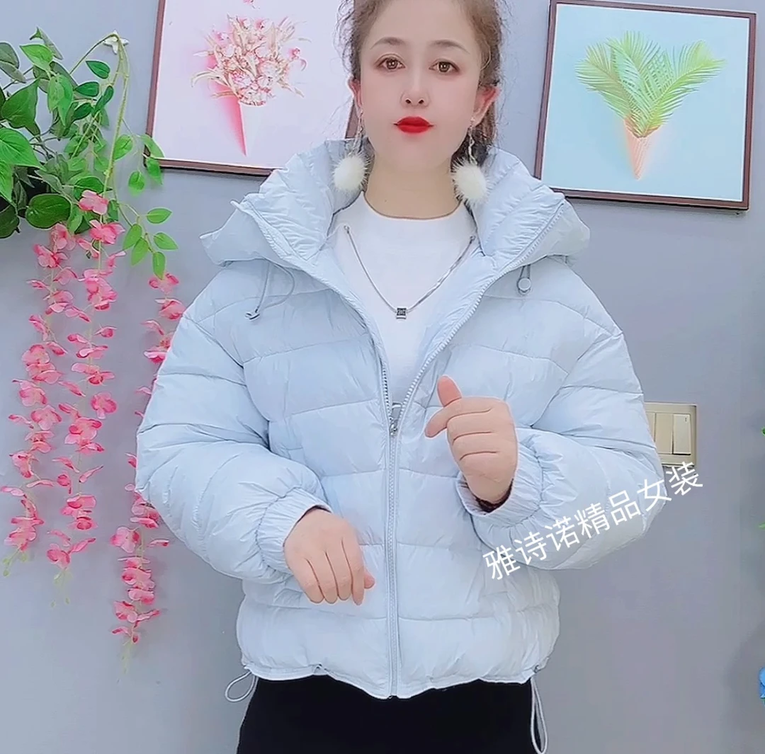 韩版减龄短款连帽洋气排骨加厚棉服冬季新款百搭保暖小个子外套