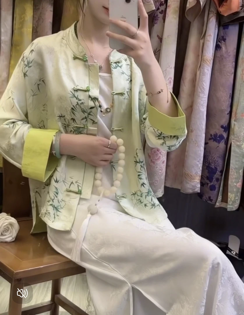 特价宋锦竹叶提花外套