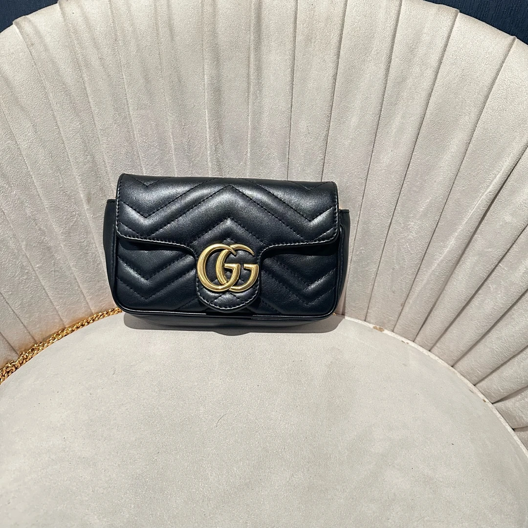 95新 GUCCI/古驰 古驰黑色马蒙迷你斜挎包 yy1580 5711