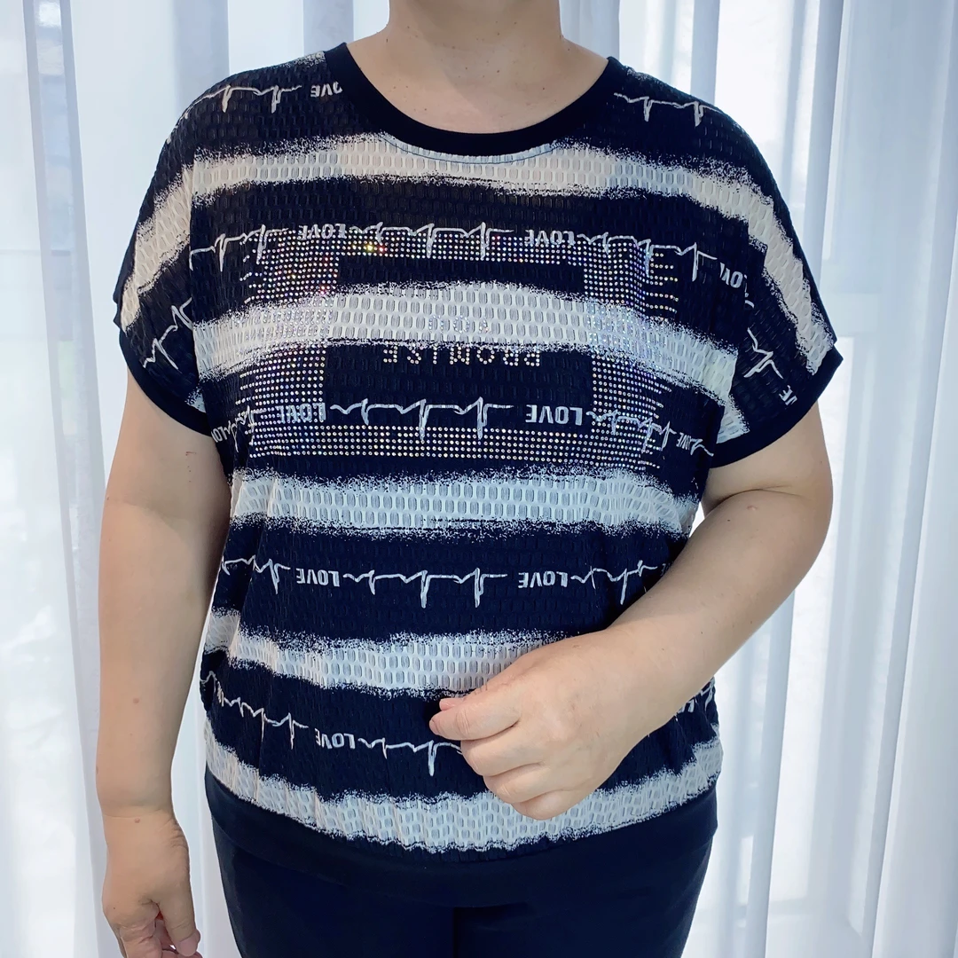 常规款圆领宽松型中老年妈妈装时尚女装夏季t恤潮流休闲小衫8180