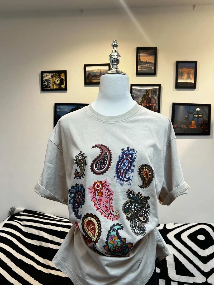 (已登记版权禁止搬运)彩色BaDam花设计款民族风短袖t恤春夏水洗款