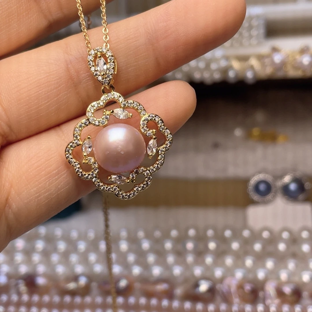 银S925镶嵌珍珠首饰淡水珍珠