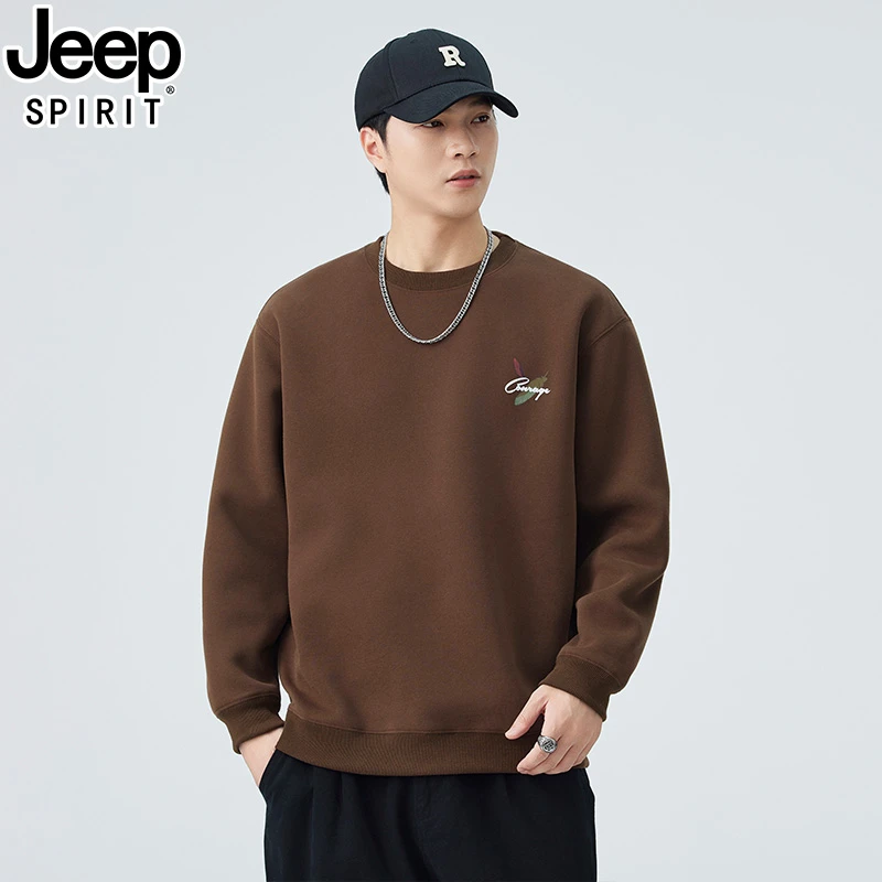 JEEP吉普2025新爆款春秋季男士圆领刺绣卫衣宽松休闲百搭长袖潮流