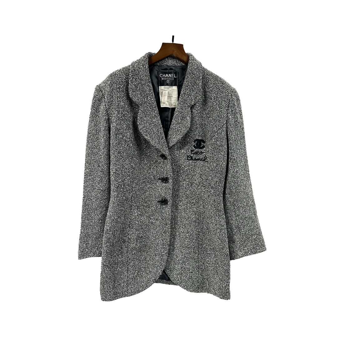 Chanel/香奈儿粗花呢中长款双C大衣/fh1282