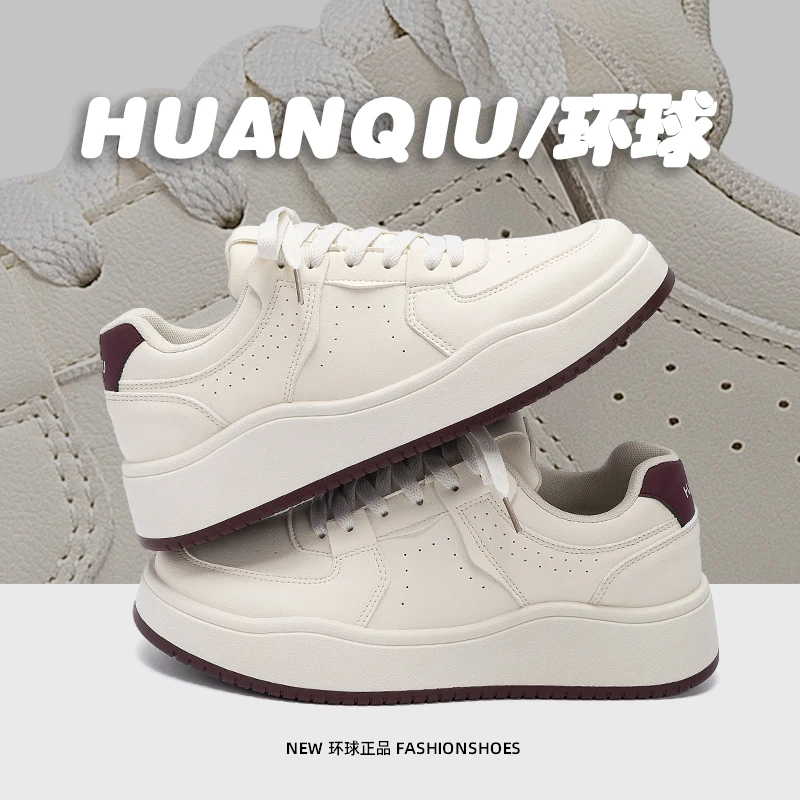 环球复古小白鞋男款潮流百搭男鞋2025夏季新款时尚休闲鞋厚底板鞋