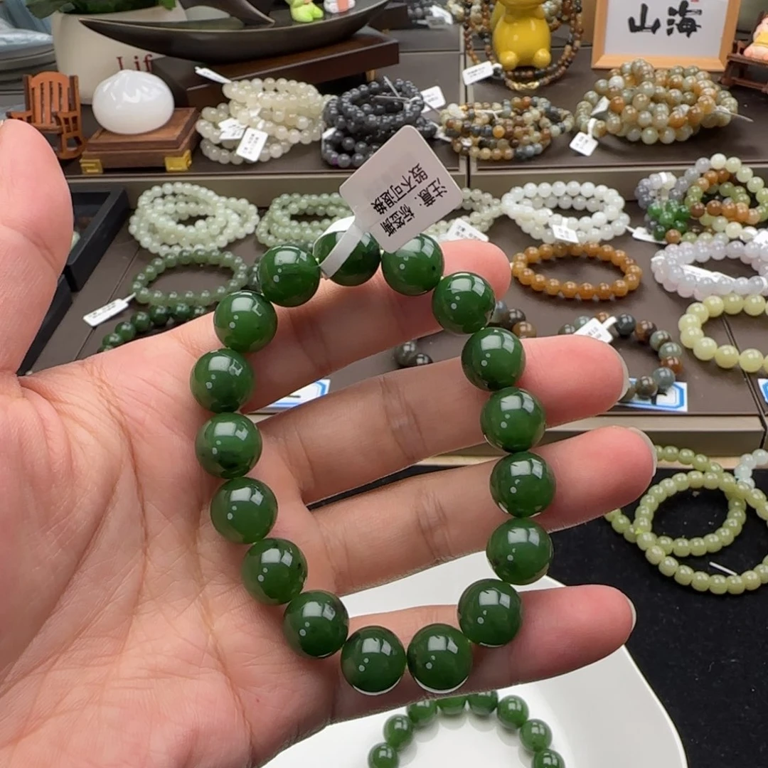 和田玉未镶嵌手链卡12老俄玉化红皮，37