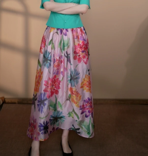 小井定制私服【】新款百花粉底花摆裙J25W377