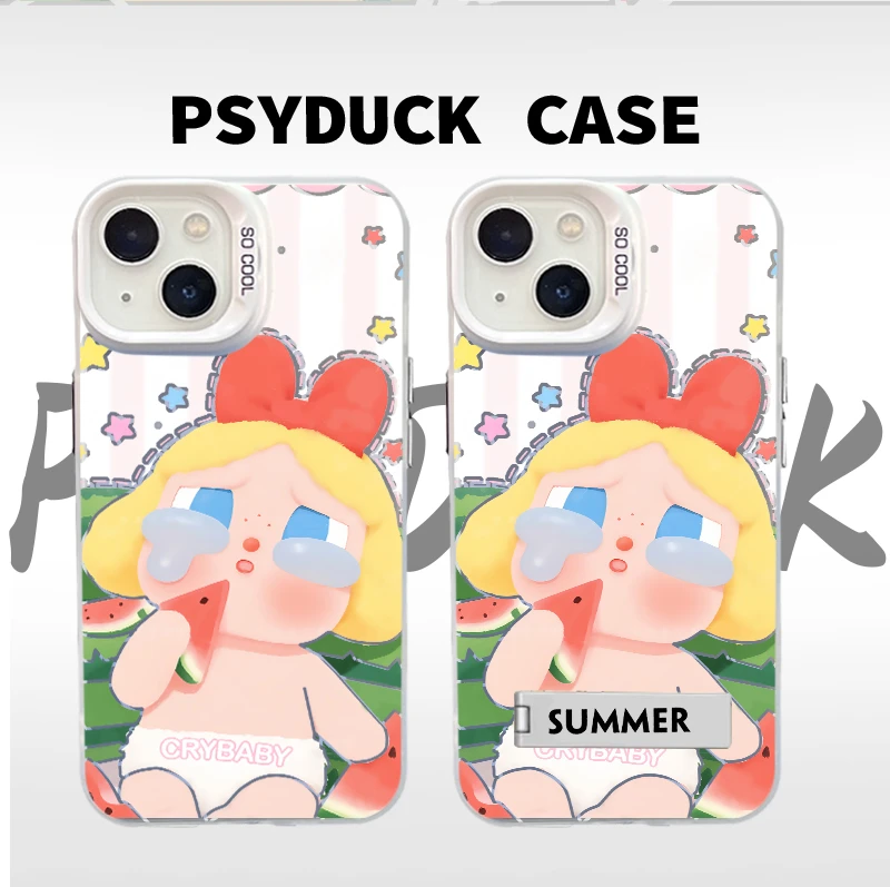 适用苹果华为一加小米哭娃彩银白底卡通动漫防摔手机壳全包情侣