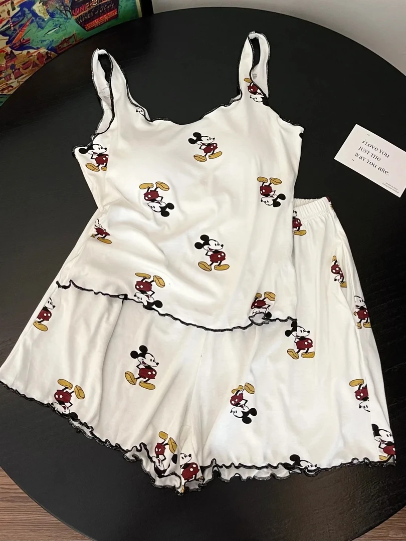 【DMXJ大梦想家】韩版可爱卡通米奇睡衣女夏季2025新款显瘦居家套装