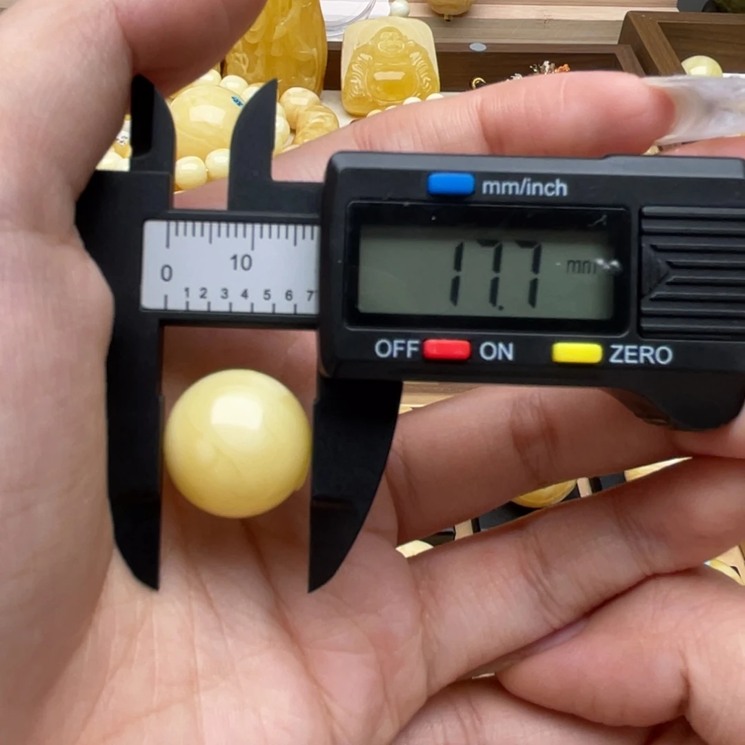 琥珀未镶嵌裸石蜜蜡圆珠微瑕静