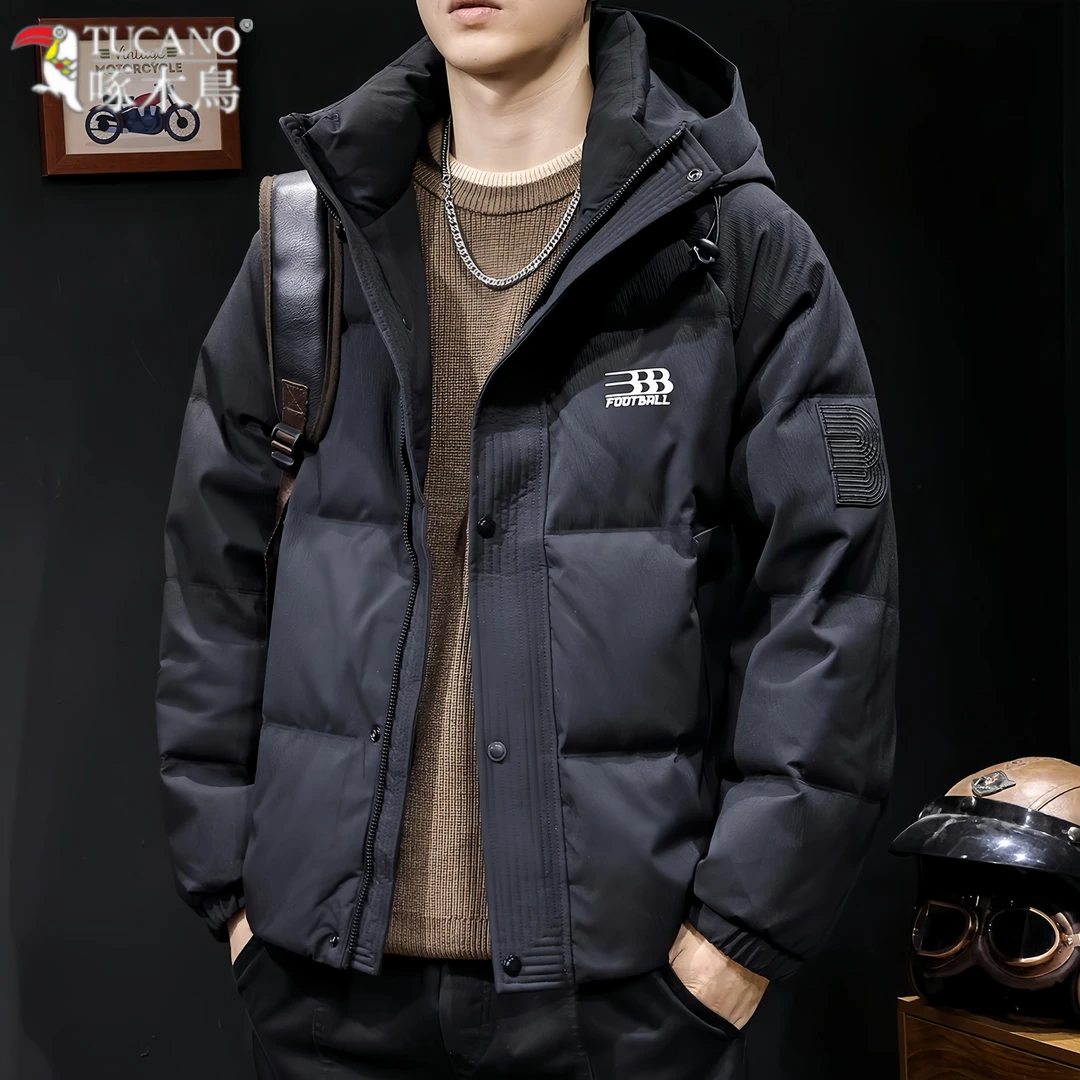 TUCANO/啄木鳥连帽防寒服男冬季防寒保暖外套情侣款字母夹克上衣