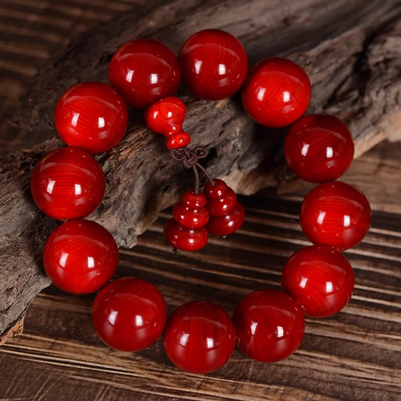 红油琥珀木2.0cm单圈手串【621】