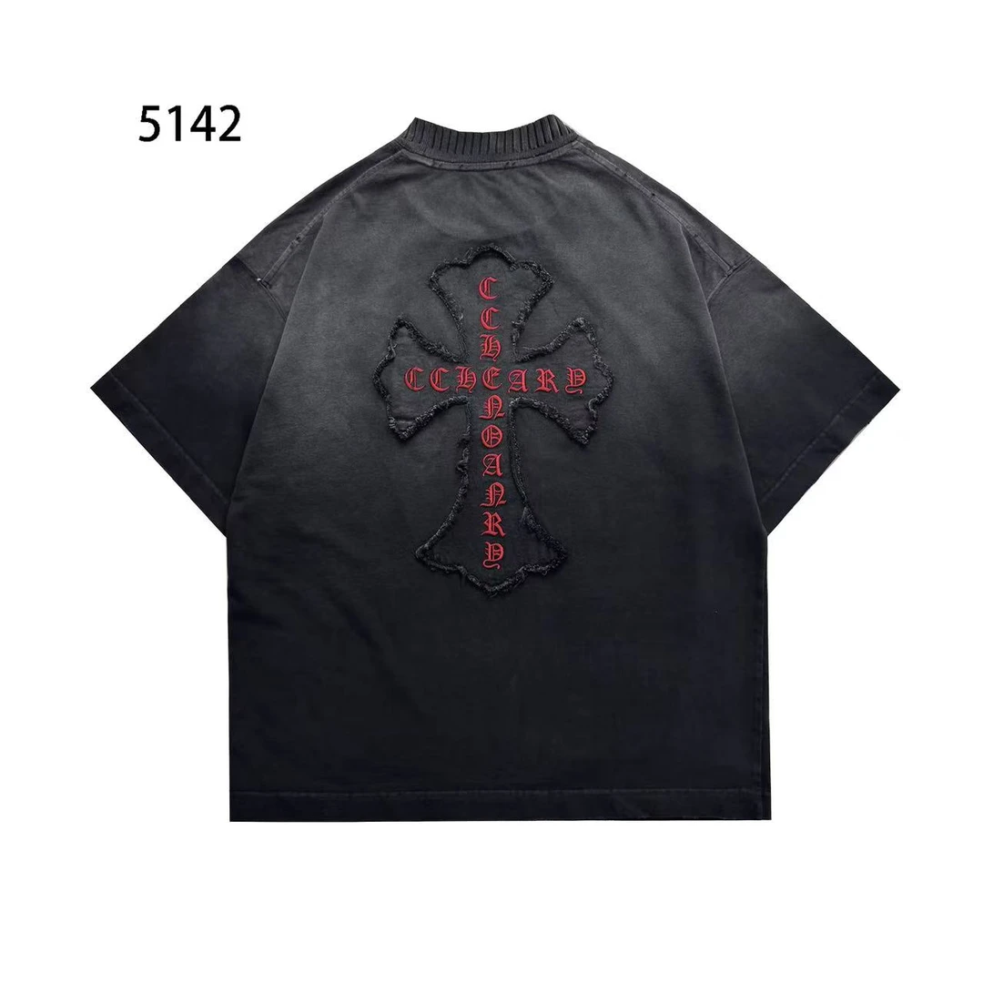 【5142】轻奢高级感重磅贴布刺绣T恤短袖（男女同款）