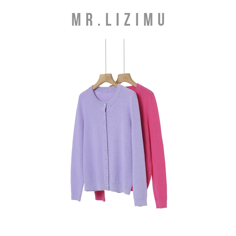 李子木先生简约单排扣圆领针织开衫新款2025春季女款爆款D5826