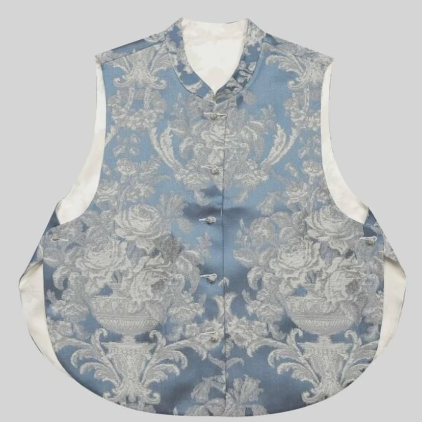 马夹宽松立领提花拼接默认服装版型常规常规马夹圆领