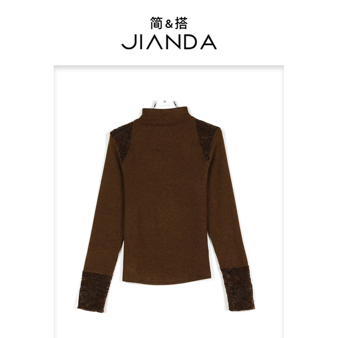 简&搭【千屿Sheila】“小暖炉”半高领蕾丝打底毛衣254-MY/1110-0326