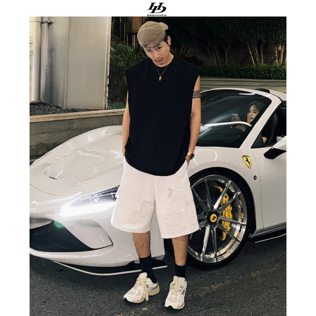 HDCHINA潮牌水洗重工宽松工装短裤重磅定制面料五分男士短裤夏季