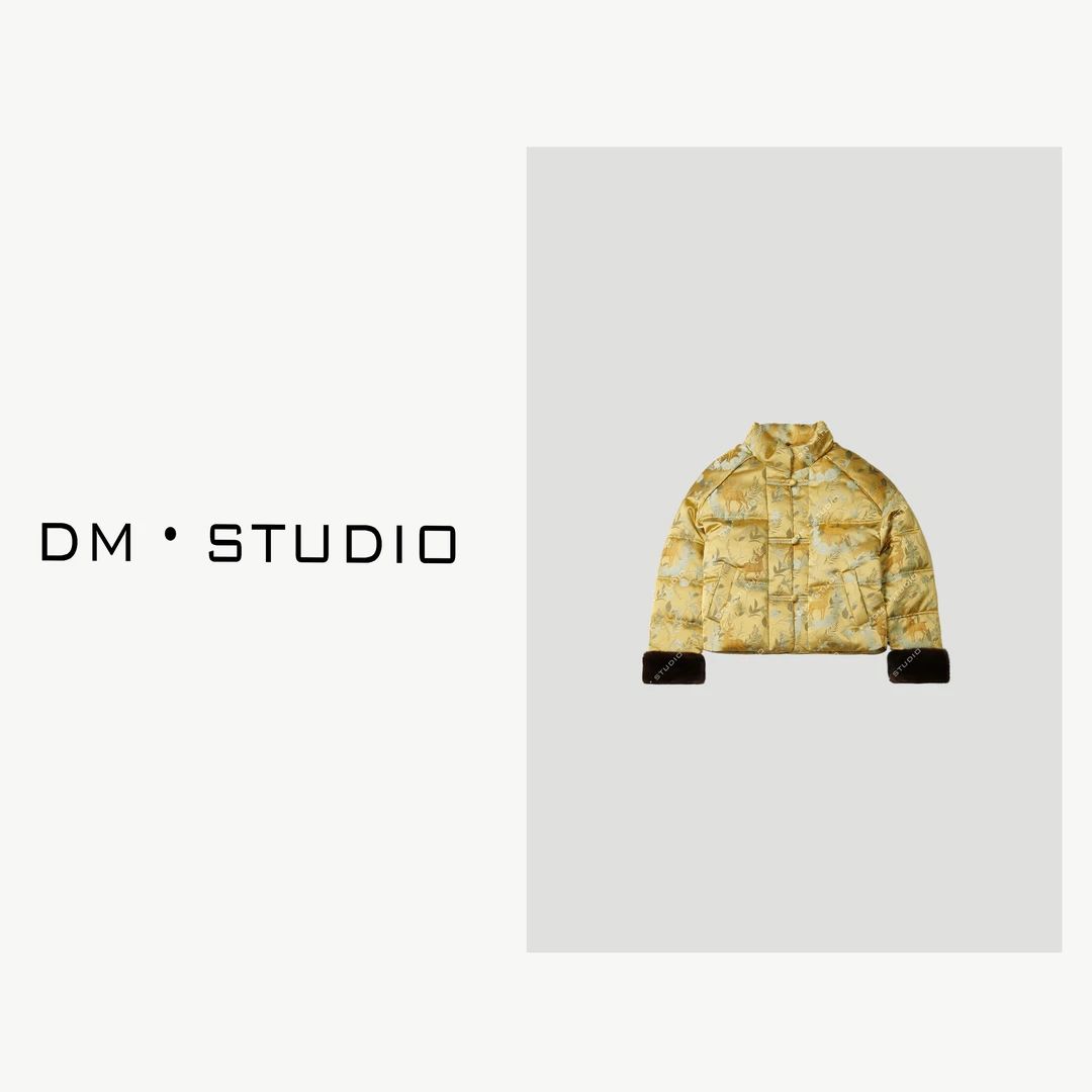 -DM•STUDIO/新中式国风提花复古高级感拼水貂袖鹅绒服（1785）.