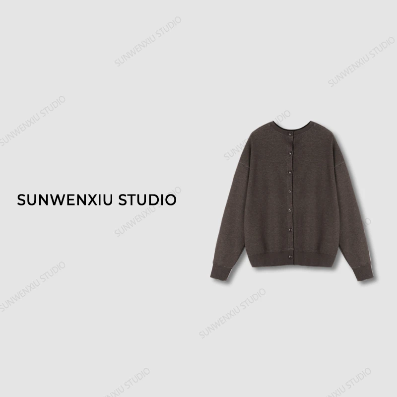 swx studio3店 “琥珀卫衣“多元化双面穿简约圆领毛圈卫衣外套