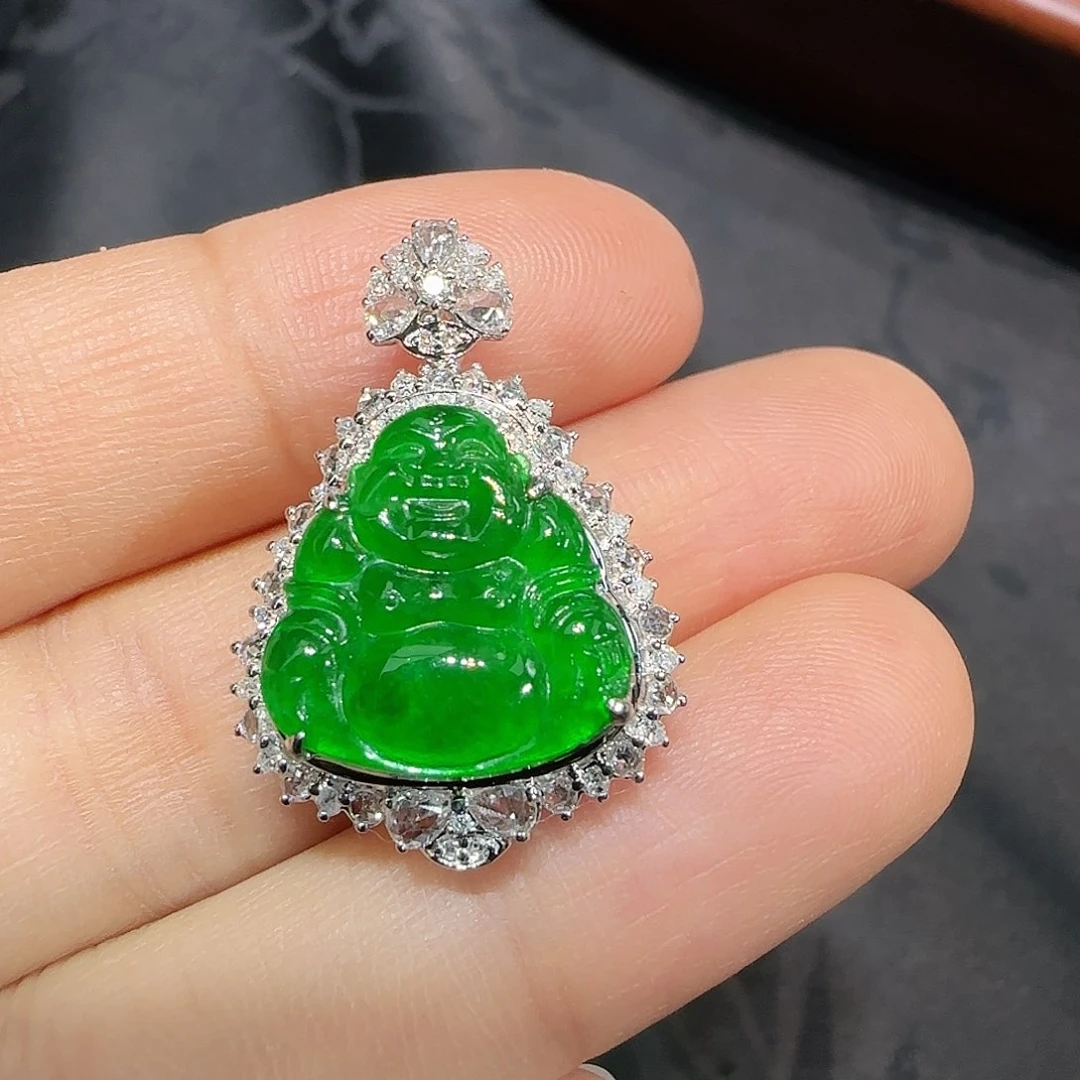 翡翠吊坠(不含链)18K金镶嵌