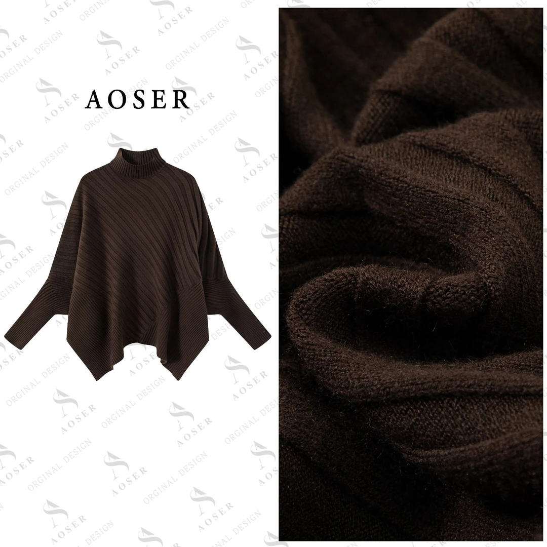 AOSERAOSER时尚百搭潮流宽松休闲风立领套头厚款针织衫女装95177