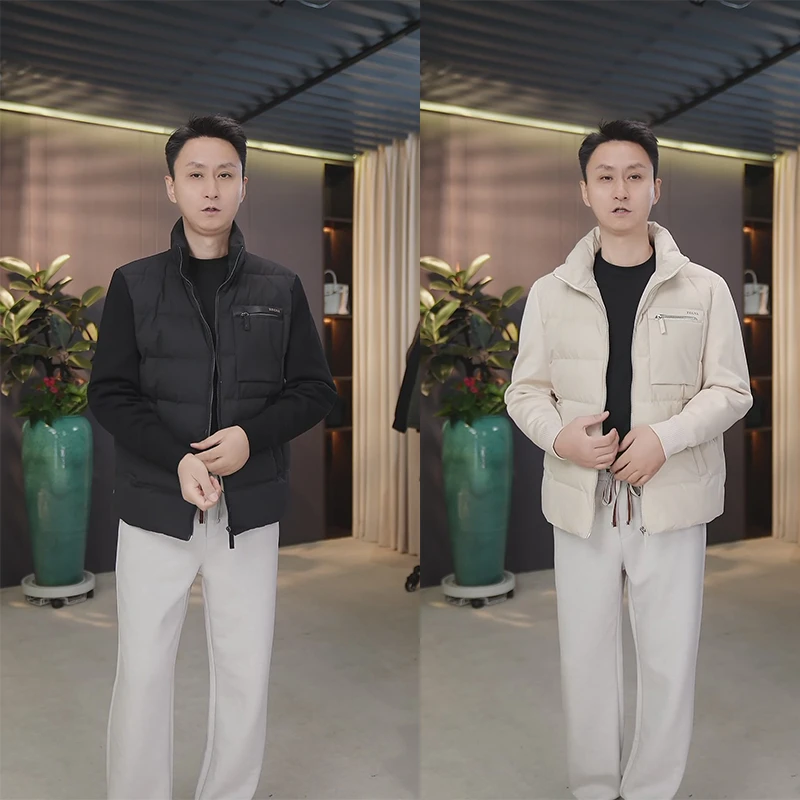 2025冬季新款奢品设计感轻薄保暖白鸭绒羽绒服外套男 M长70左右