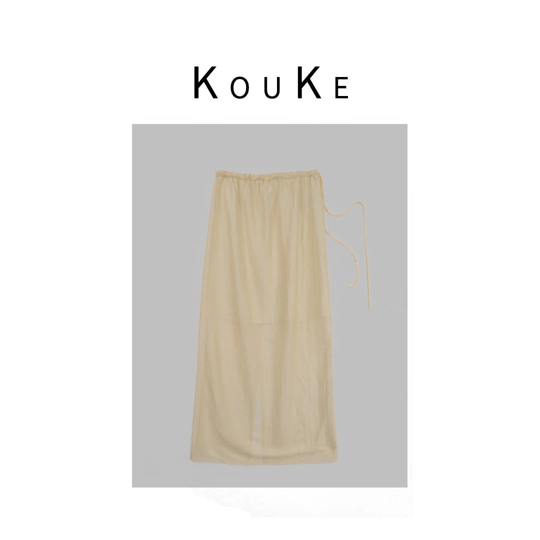 kou ke夏季百搭纯色后开叉半裙