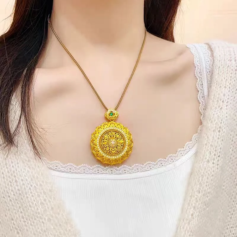 铜合金吊坠 合金八宝罗盘小众高级感