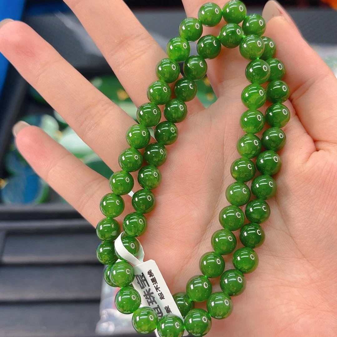 颈饰未镶嵌和田玉碧玉卡8妈妈链 高品质