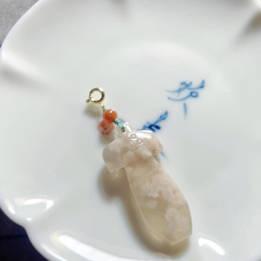 亏本清货天然樱花玛瑙旗开得胜挂件