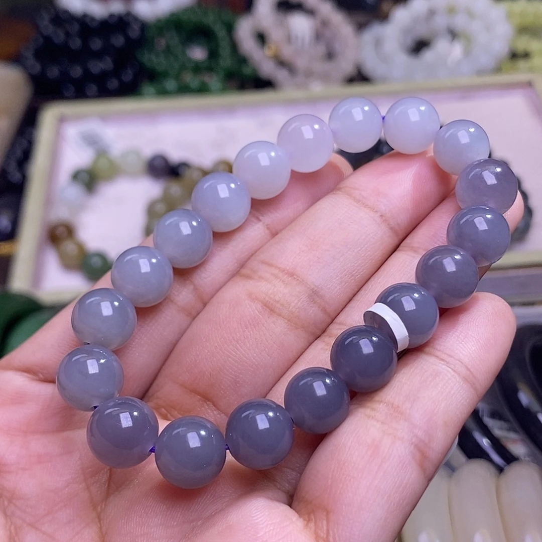 和田玉未镶嵌颈饰浓烟紫老料约10mm手串