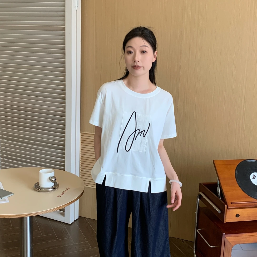 希茜9360 透气休闲街头风百搭T恤印花常规短袖夏季套装圆领