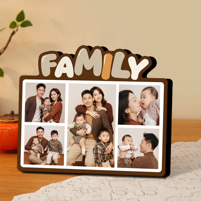 【幸福五宫格】family全家福摆台水晶高清相框来图定制全新款温馨