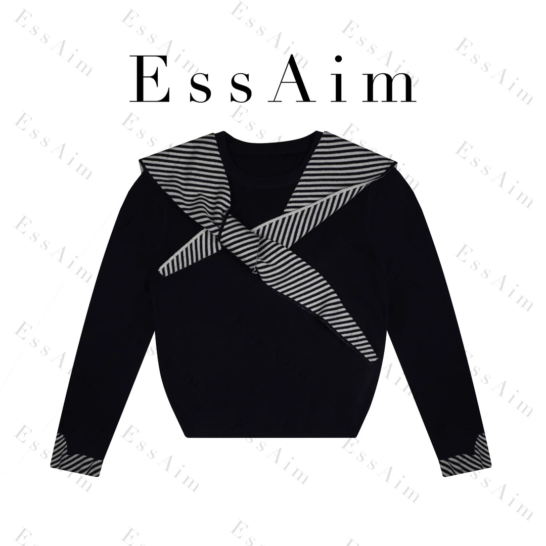 EssAim-0040 设计师针织春秋透气针织衫时尚百搭长袖毛针织衫