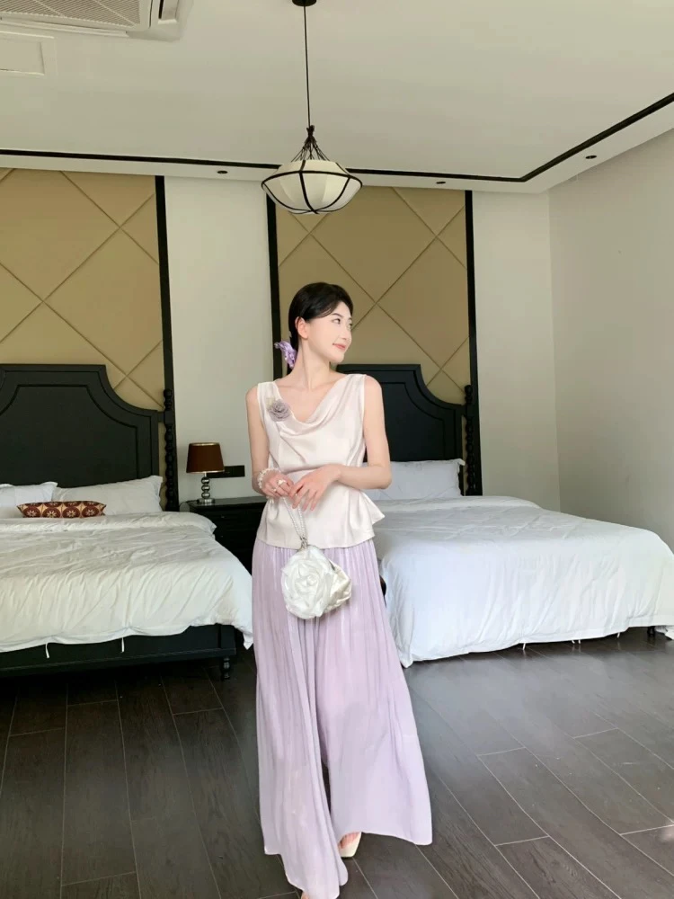 套装连衣裙方领时尚套装不规则上衣法式吊带夏季裙子