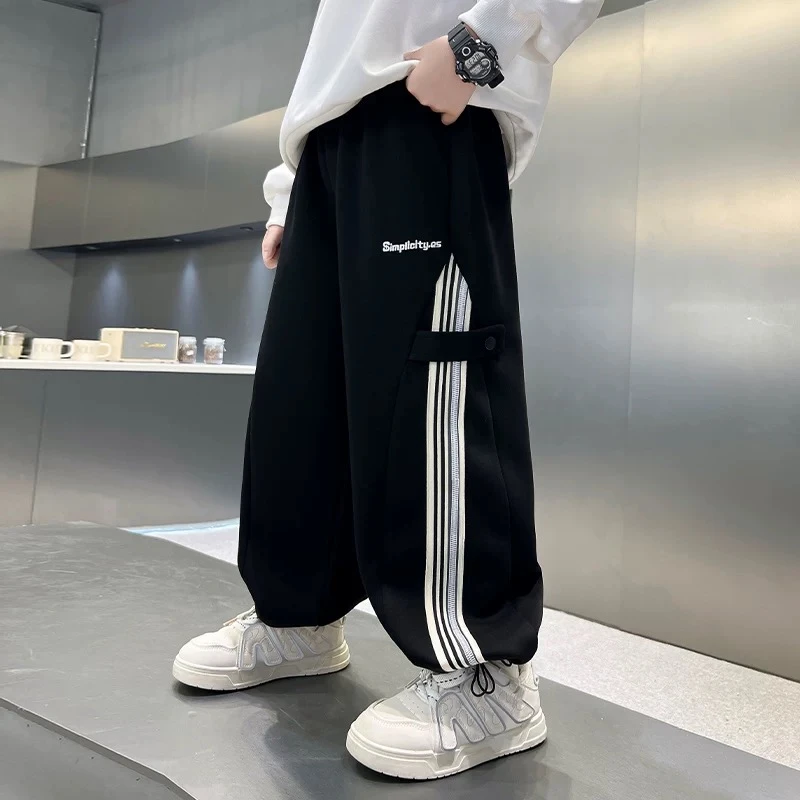 秋上新~韩版2025新款中大童直筒卫裤休闲百搭运动长裤宽松00300