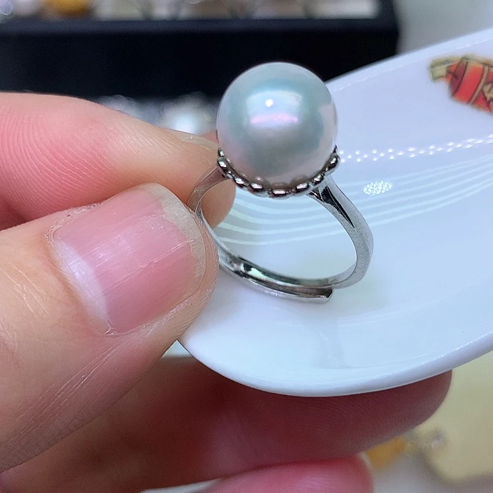 银S925镶嵌耳饰淡水珍珠