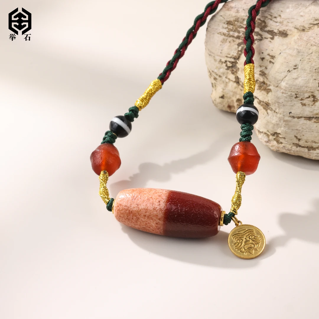 【举石精选】X0605-5062-85天珠玛瑙吊坠18k（一件/约27*11mm+）L