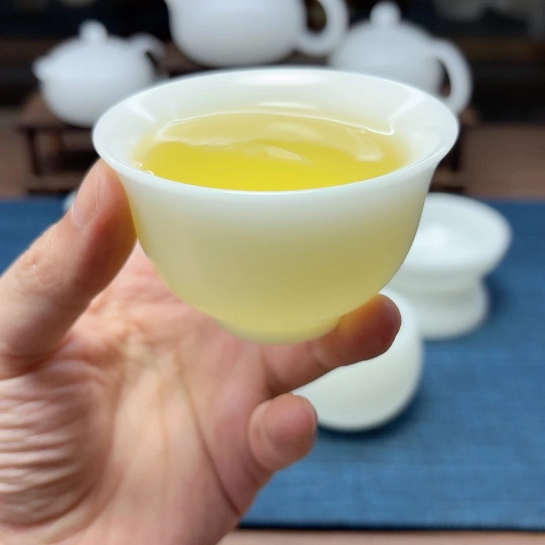 薄胎素烧璞玉冰种玉瓷茶具