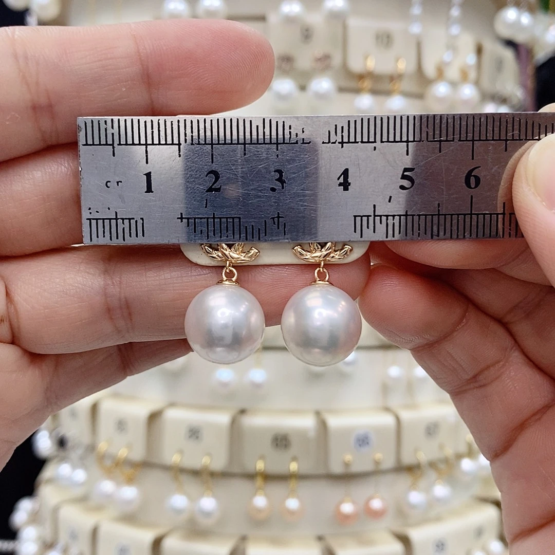 耳饰银S925镶嵌淡水珍珠