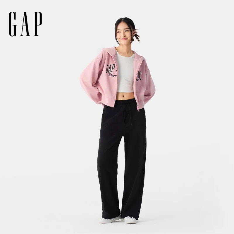 Gap女装2025春季新款logo直筒针织长裤运动休闲卫裤DR 760795