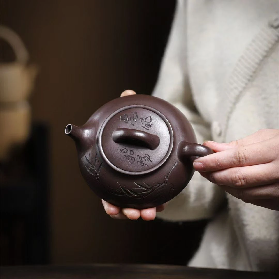 石红惠风和畅石瓢全手工紫砂壶