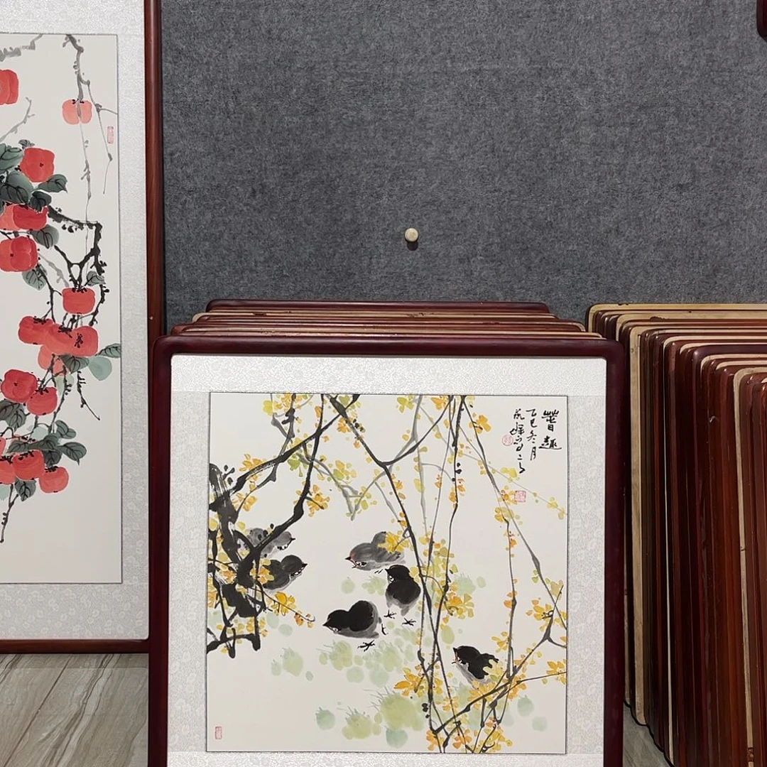 国画书画作品带框63×63