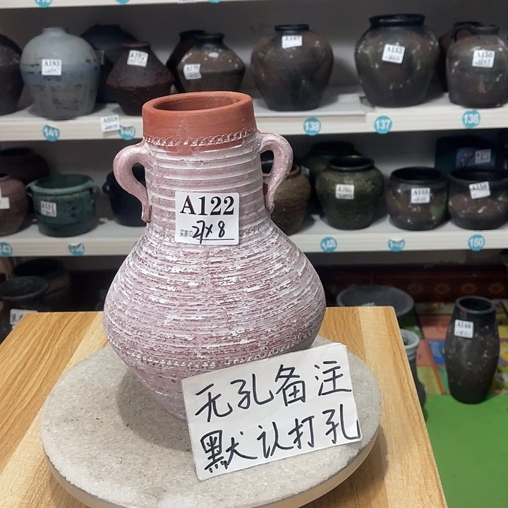 红陶手工制作工艺花盆